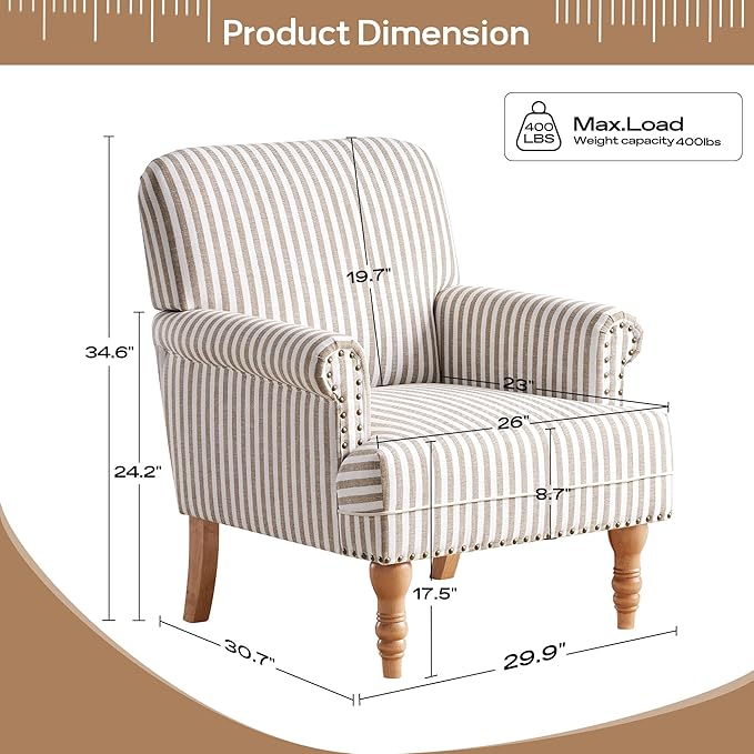 HUIMO Linen Fabric Accent Chairs Set of 2, Mid-Century Modern Armchair