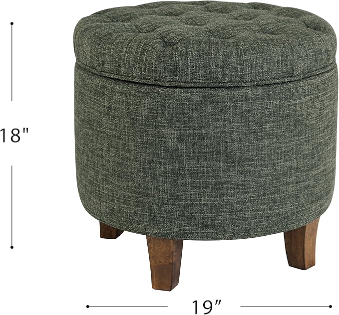 Homepop Home Decor | Upholstered Round Tufted Foot Rest Ottoman | Ottoman