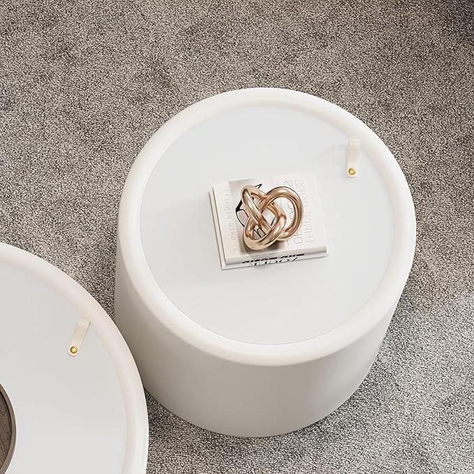 SSLine Set of 2 White Round Nesting Coffee Tables