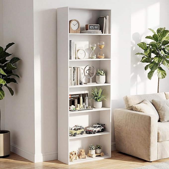 GRUSIGN 71" Tall 6-Tier Bookshelf, Large Open Display Bookcase