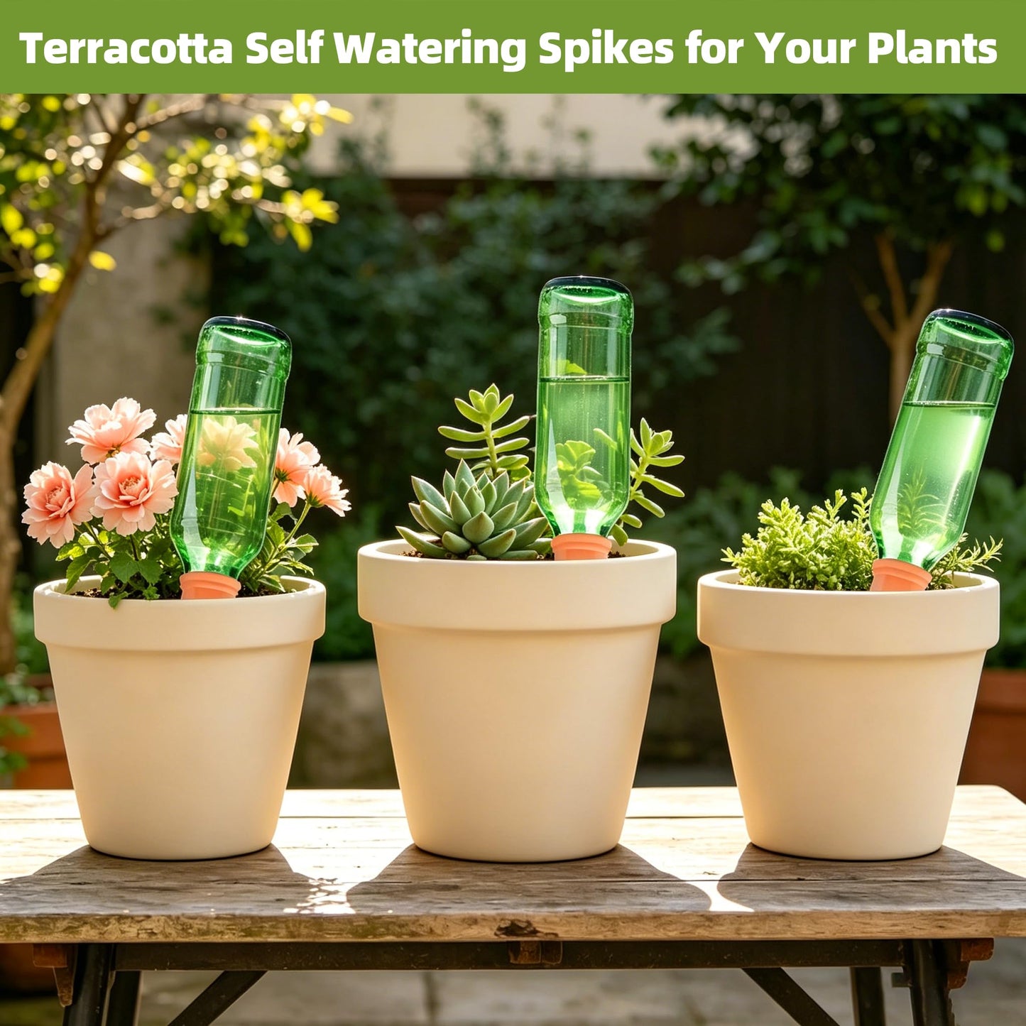 Tcamp 10 Pack Terracotta Watering Spikes, Plant Watering Devices Wine Bottle Automatic Plant Self Watering Spikes for Vacations, Self-Watering Stakes for Indoor Outdoor Plants