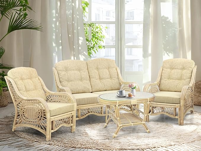 Malibu Lounge Living Accent Armchair Natural Rattan Wicker Handmade Design