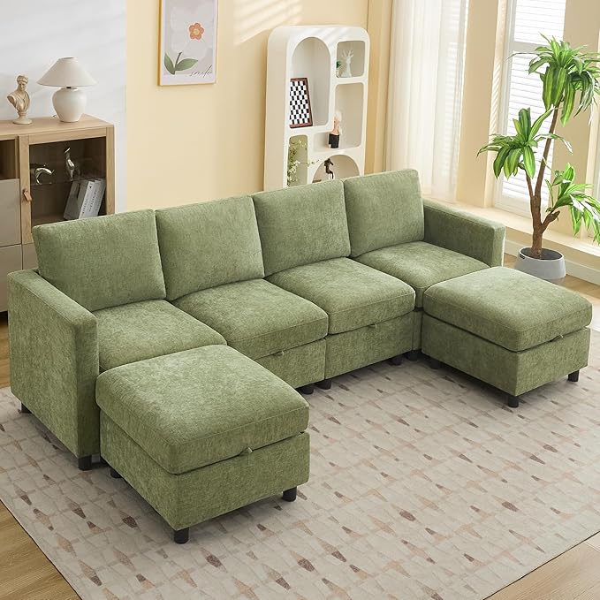 WUTUTUEE 107”Modular Sectional Sofa Convertible U Shaped Sofa Couch Set