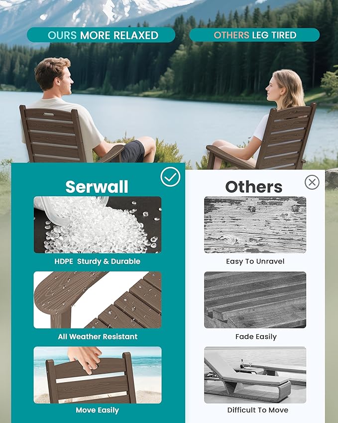SERWALL Outdoor Rocking Chair, Oversized Rocking Chair