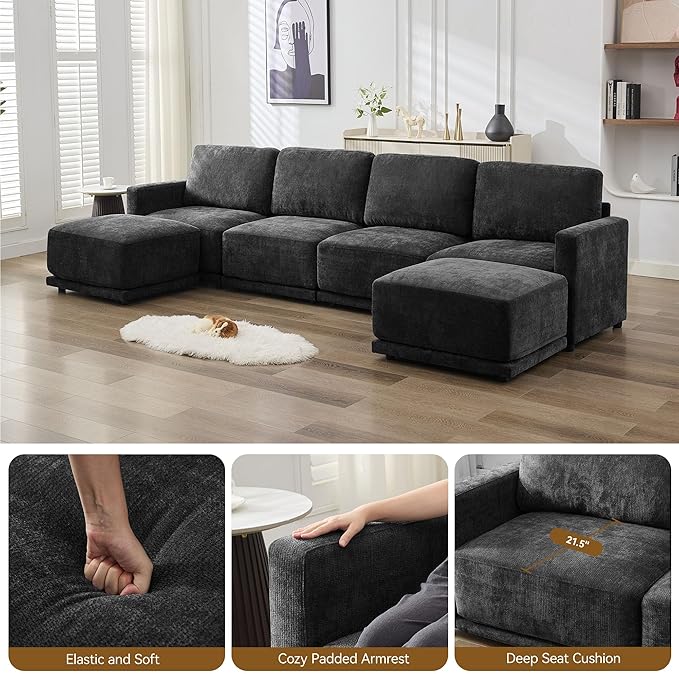 77.4" Chenille Modular Loveseat Oversized Upholstered 2 Seater Sectional Sofa