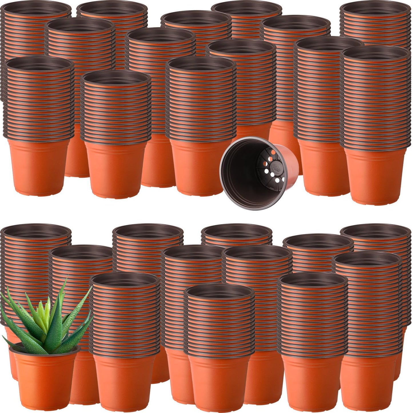 Hushee 1500 Pcs 6 Inch Plastic Plants Nursery Pots Bulk Seedling Flower Plant Container and Seed Starting Pots with Drainage Holes for Indoor Outdoor Flower Transplanting Supply