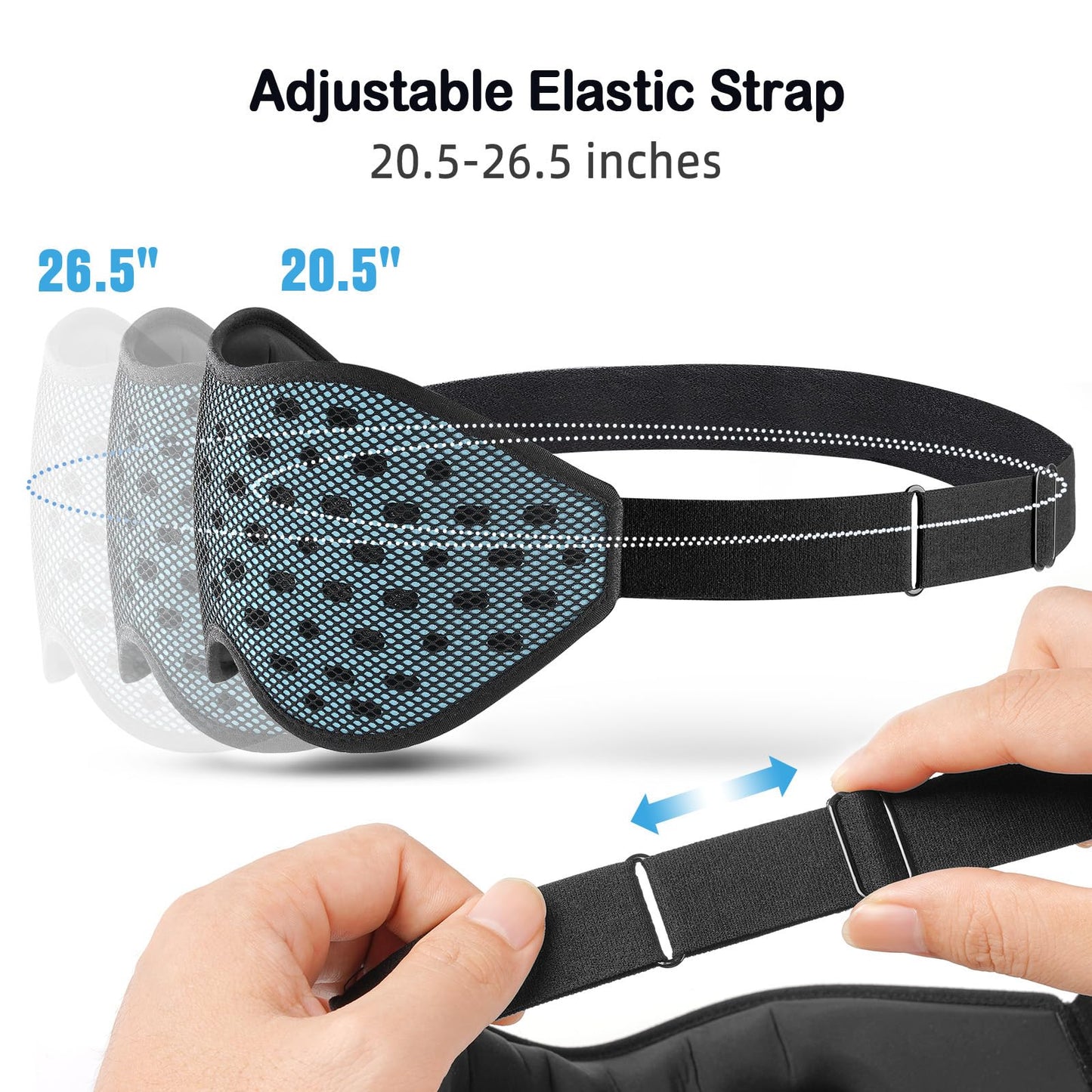LitBear Breathable Sleep Mask, 3D Eye Mak Sleep for Side Sleepers Women Men, Light Blocking Sleeping Mask with Adjustable Strap, Soft Lightweight Eye Cover for Travel, Night Work, Nap, Office - Blue