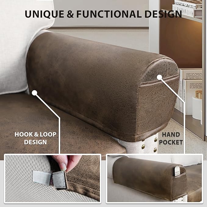 ANARACHON Leather Look Couch Arm Covers Set of 2 Armrest Covers