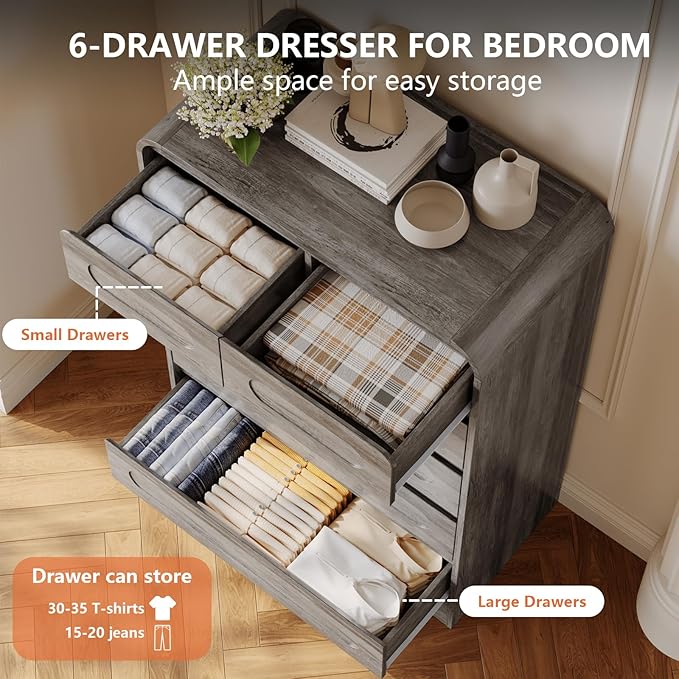 4 Piece Bedroom Set, Dresser and Nightstand Sets, Including Modern Wooden Large