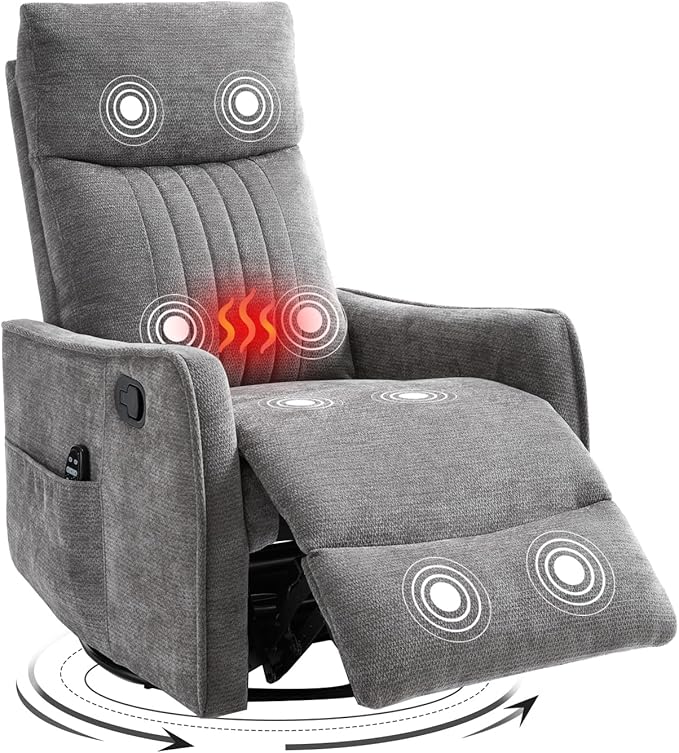 Trustyue Swivel Rocker Recliner Chair, 360° Swivel Recliner