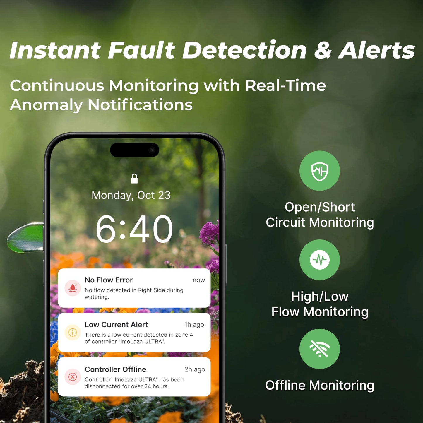 Indoor/Outdoor Smart Sprinkler Controller, ET Automatic Watering Irrigation Controller,2.4GHz WiFi, Ultra Water Saving via Rain/Freeze/Wind/Saturation Skip, App Remote Control & Fault Alerts