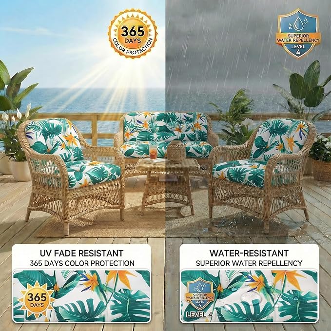 1 MIDDLE ONE Wicker Chair Cushions 3 Pieces Set