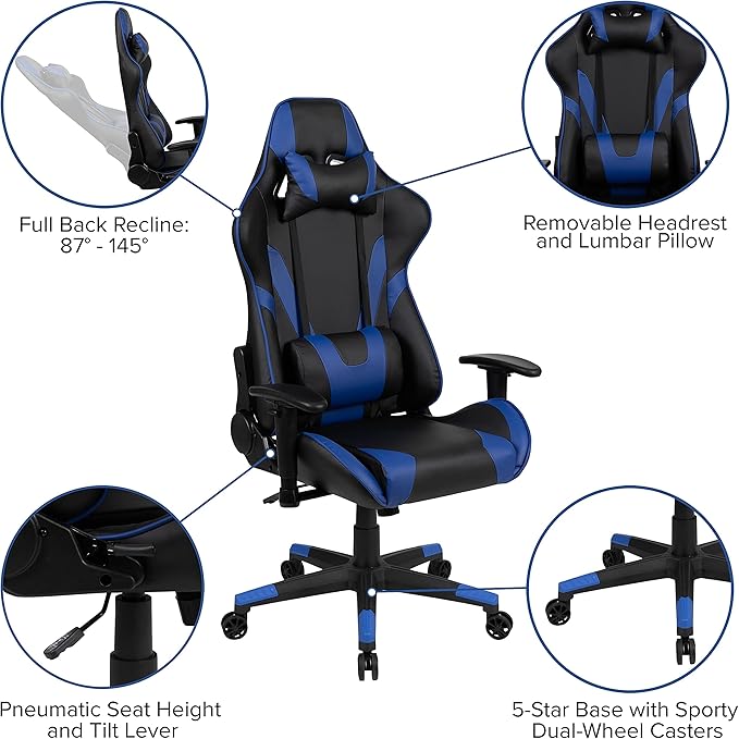 Flash Furniture X20 Gaming Chair Racing Office Ergonomic Computer PC Adjustable