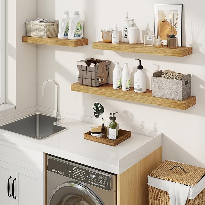 fuqing Floating Shelves for Wall, Wall Mounted Wood Floating Shelf