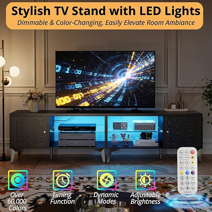 LIKIMIO 2-in-1 TV Stand for 85 Inch TV, Entertainment Center