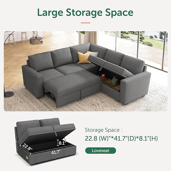 HONBAY Sectional Sleeper Sofa