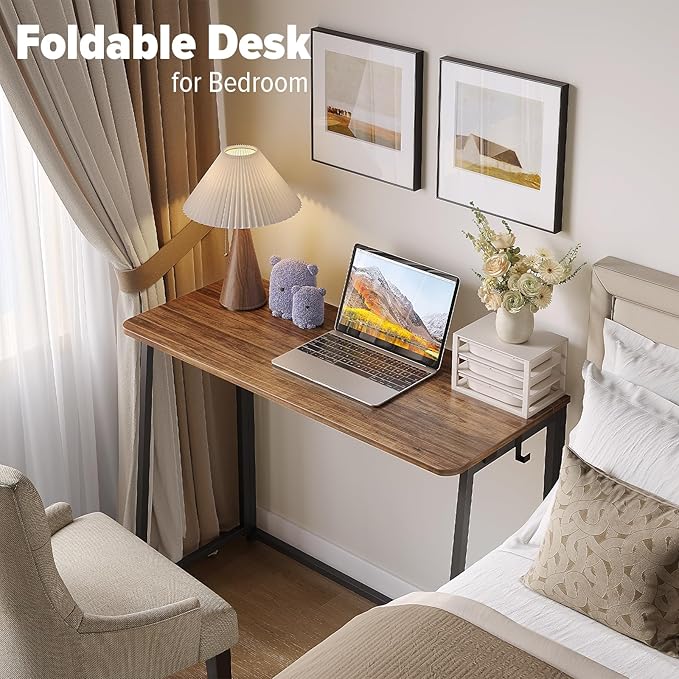 WOHOMO Folding Desk, Small Writing Desk 39.4", Space-Saving Foldable Laptop