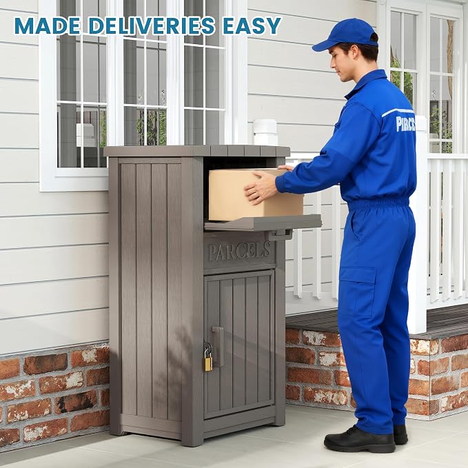 Package Delivery Box for Outside, Gray(60 Gallon no Sign)