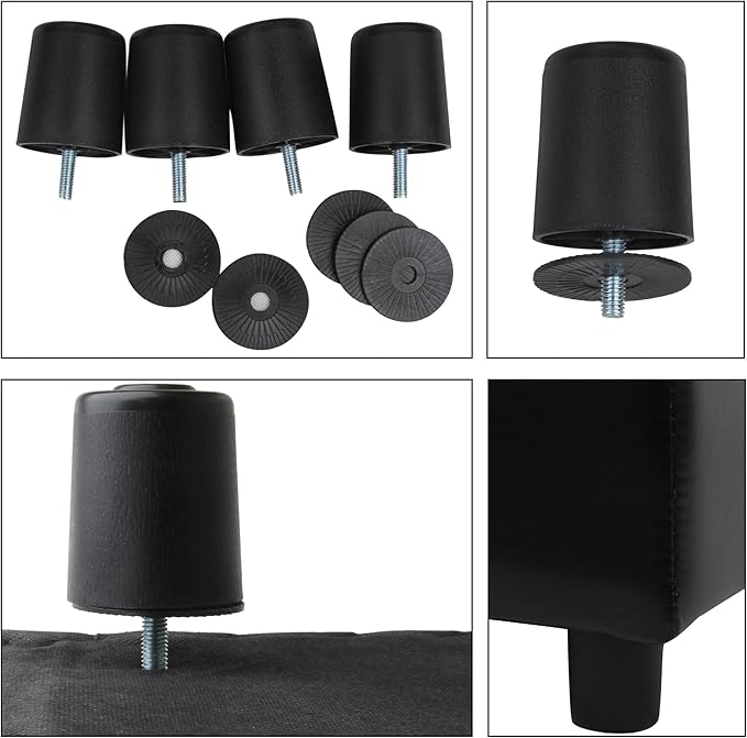 H&B Luxuries Tufted Leather Square Flip Top Storage Ottoman Cube Foot Rest