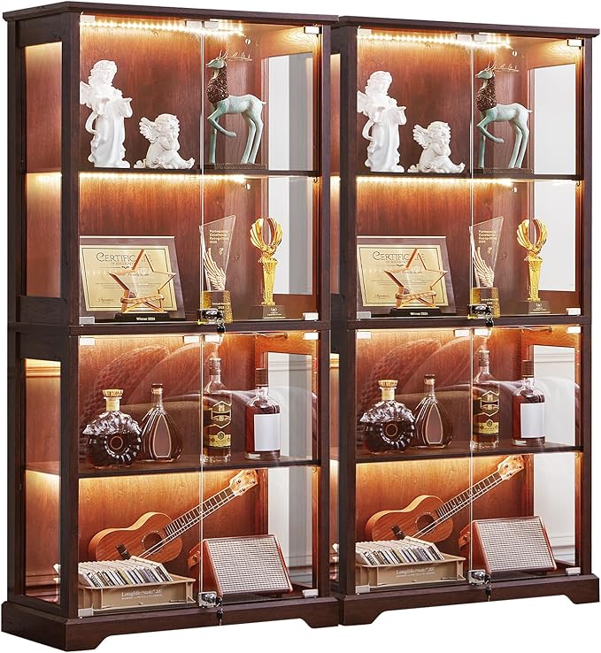 LELELINKY Farmhouse Display Cabinet Set of 2