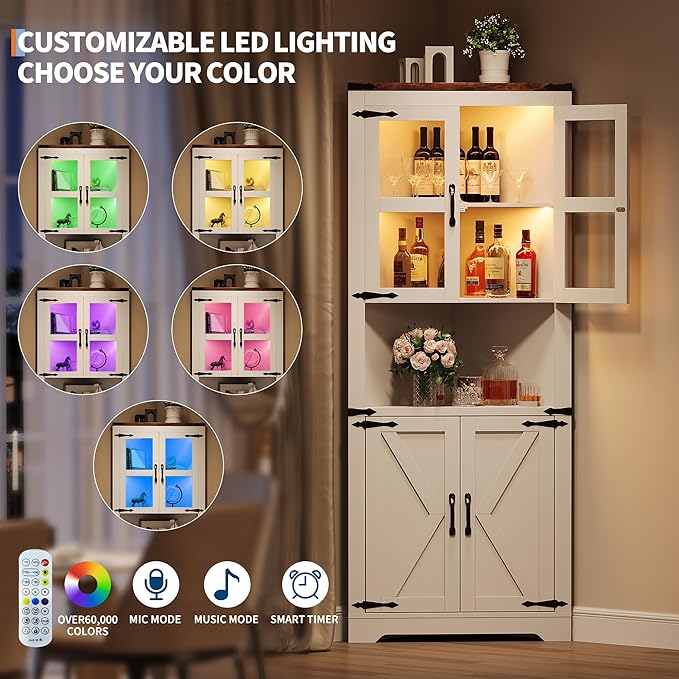 GarveeHome 67 in Tall Corner Storage Cabinet