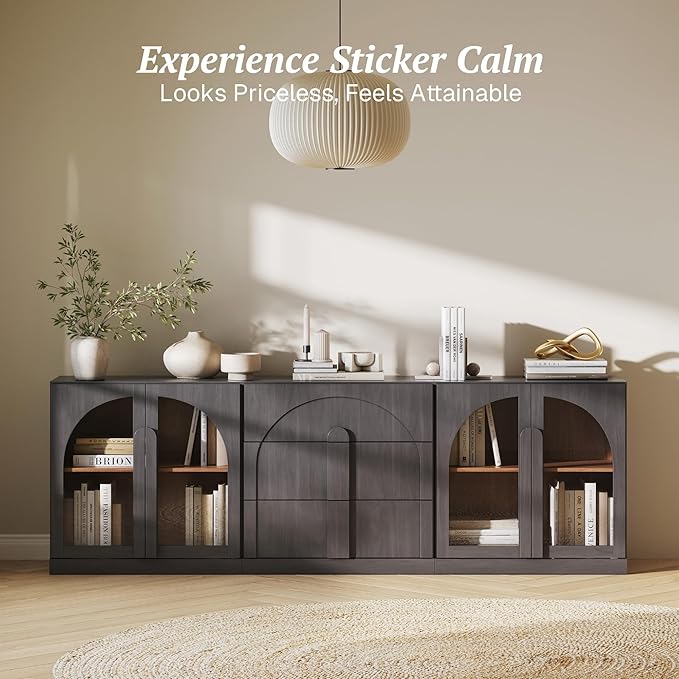 BELLEZE 3-Piece Modular Sideboard Cabinet Freely Configurable, Modern Wood