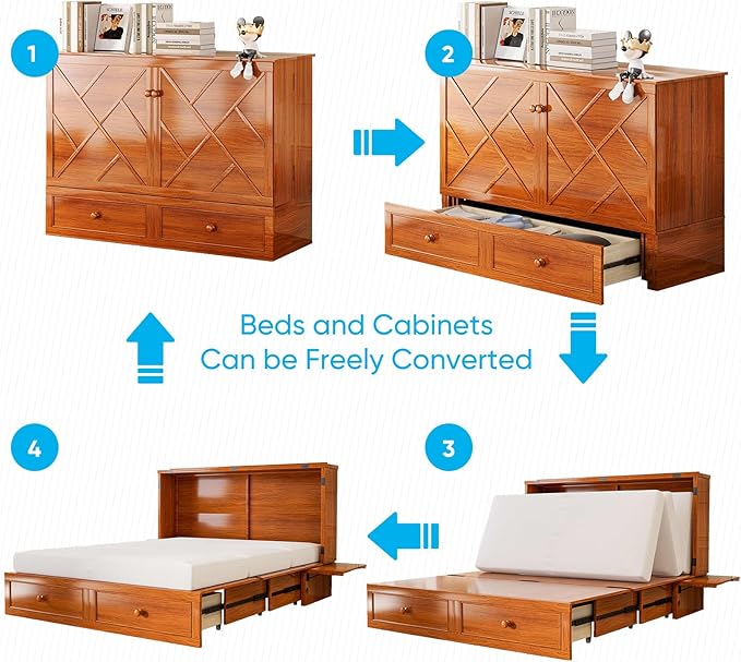 Mjkone Murphy Bed Queen, Cabinet Murphy Bed