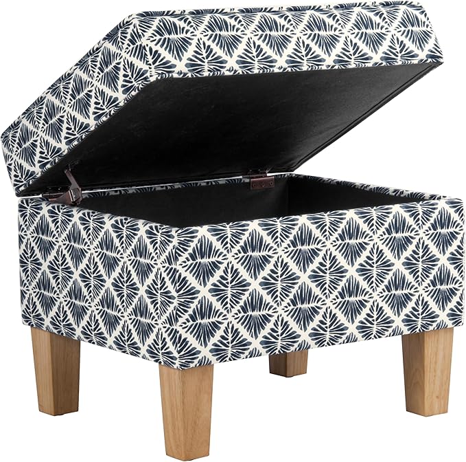HomePop Home Decor |Upholstered Modern Rectangular Storage Ottoman | Hinged Lid