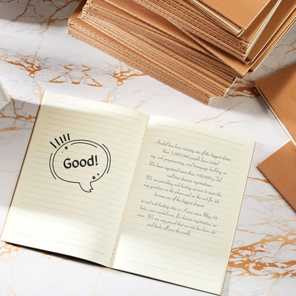 100 Pcs Kraft Notebook Journals 5.5 Inch x 8.3 Inch A5 Softcover Notebooks Bulk for Writing Sketch Office Notepad with 60 Pages 30 Sheets (Multicolor,Lined)(Brown,Lined)