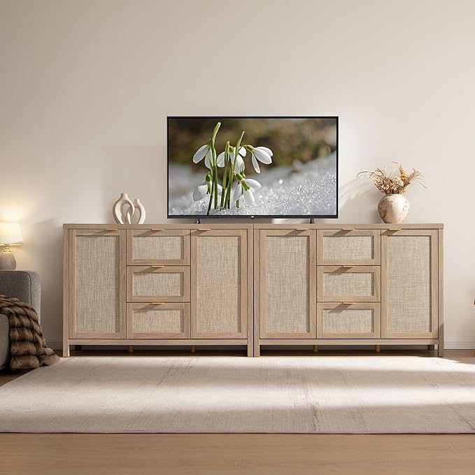 SICOTAS Rattan Large Sideboard Buffet Cabinet