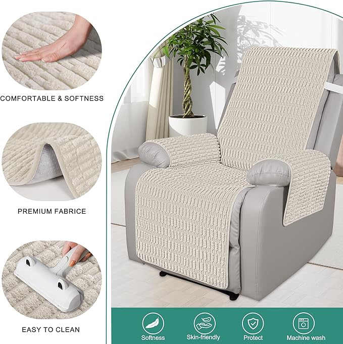 Foxdecor Recliner Chair Covers, Recliner Cover Non-Slip Chair Covers, Washable