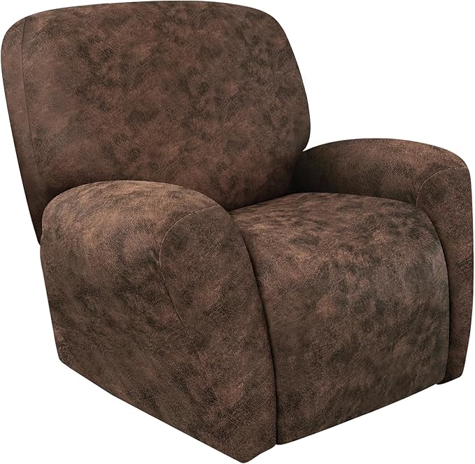 ANARACHON Leather Look Recliner Chair Covers Stay in Place 4-Piece Recliner