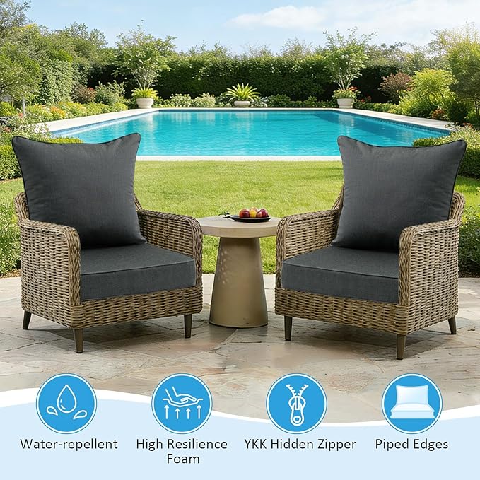 Sunbrella Outdoor Deep Seat & Back Cushion Set, 24 x 24 Inch Water Repellent