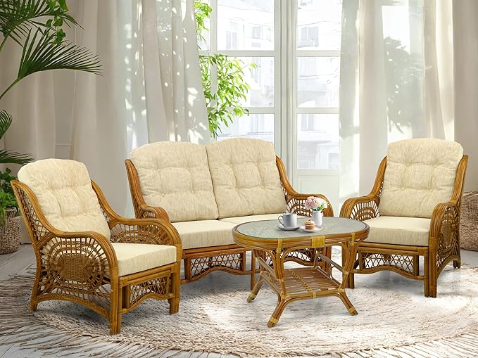 Malibu Lounge Living Accent Armchair Natural Rattan Wicker Handmade Design