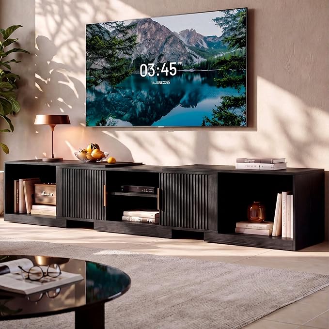 IRONCK TV Stand for 55-80 Inches TVs, Extendable Corner Entertainment Center