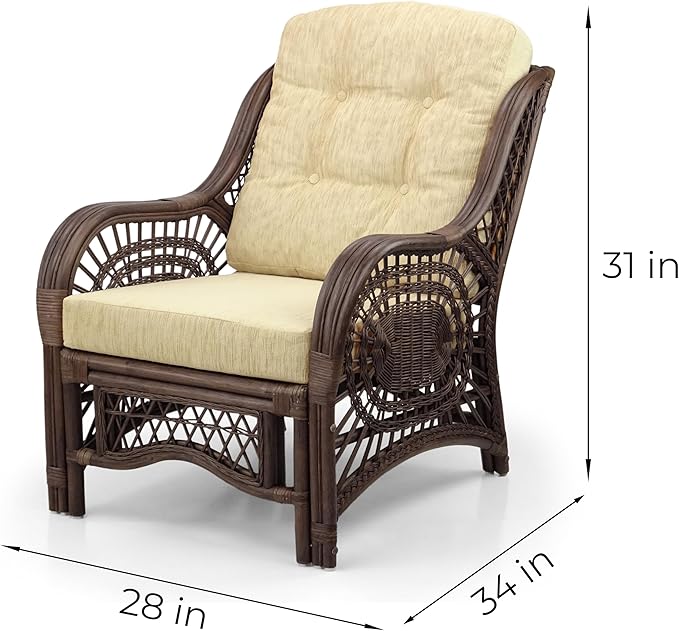 Malibu Lounge Living Accent Armchair Natural Rattan Wicker Handmade Design