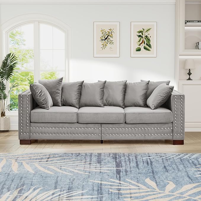 2 Pieces Velvet Couch and Loveseat Sets, Mid Century Modern Couch