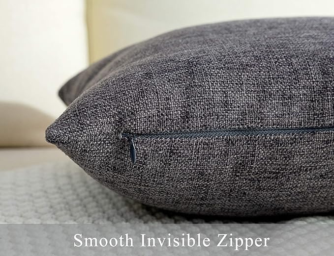 Stellhome Burlap Throw Pillow Covers Square Solid Decorative Farmhouse Linen