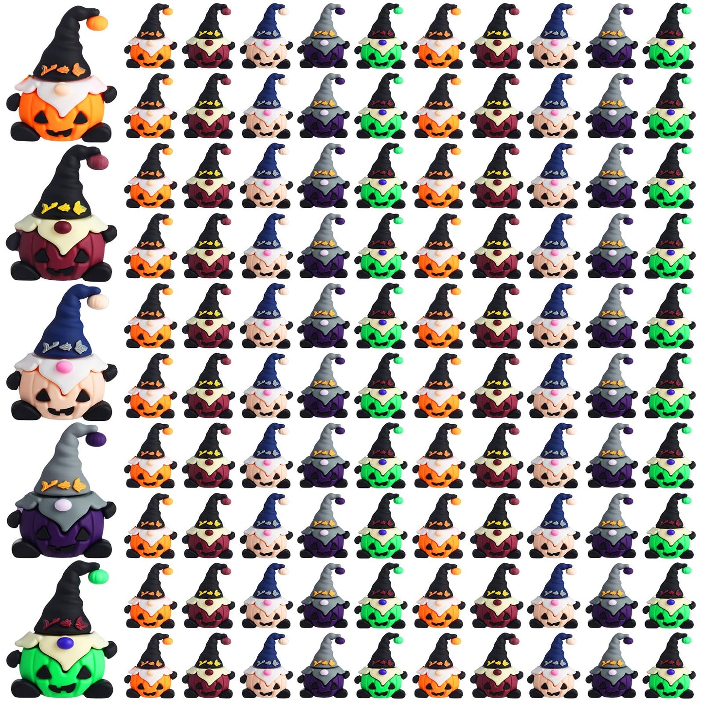 Jetec 100 Pcs Mini Halloween Gnomes Figurines to Hide Pumpkin Miniature Gnomes Tiny Figurines Ornaments for Halloween Home Table Decorations