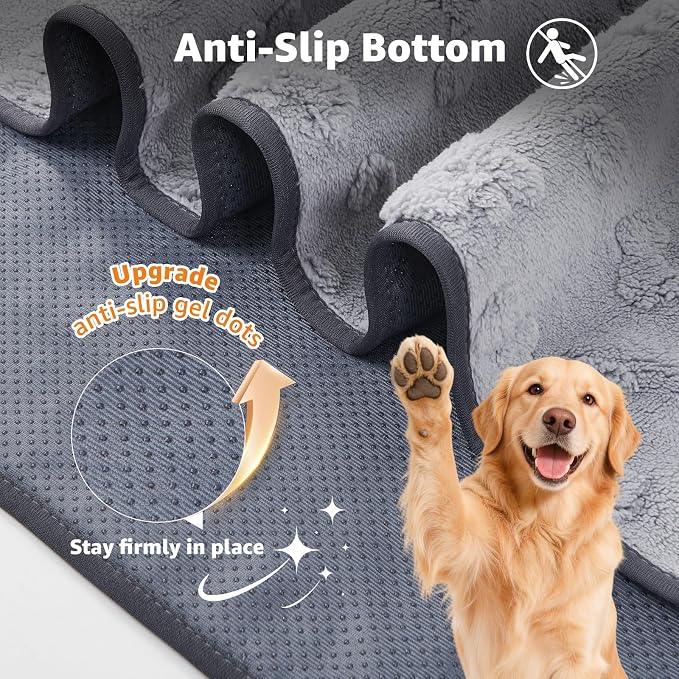 LOOBANI 2 Packs Extra Large Washable Pee Pads for Dogs 72"x72", Non-Slip Reusable Dog Mat, Super Absorbent Whelping Pads, Leak-Proof Dog Playpen Mat for Floor, Bed, Incontinence, Housebreak,Gray