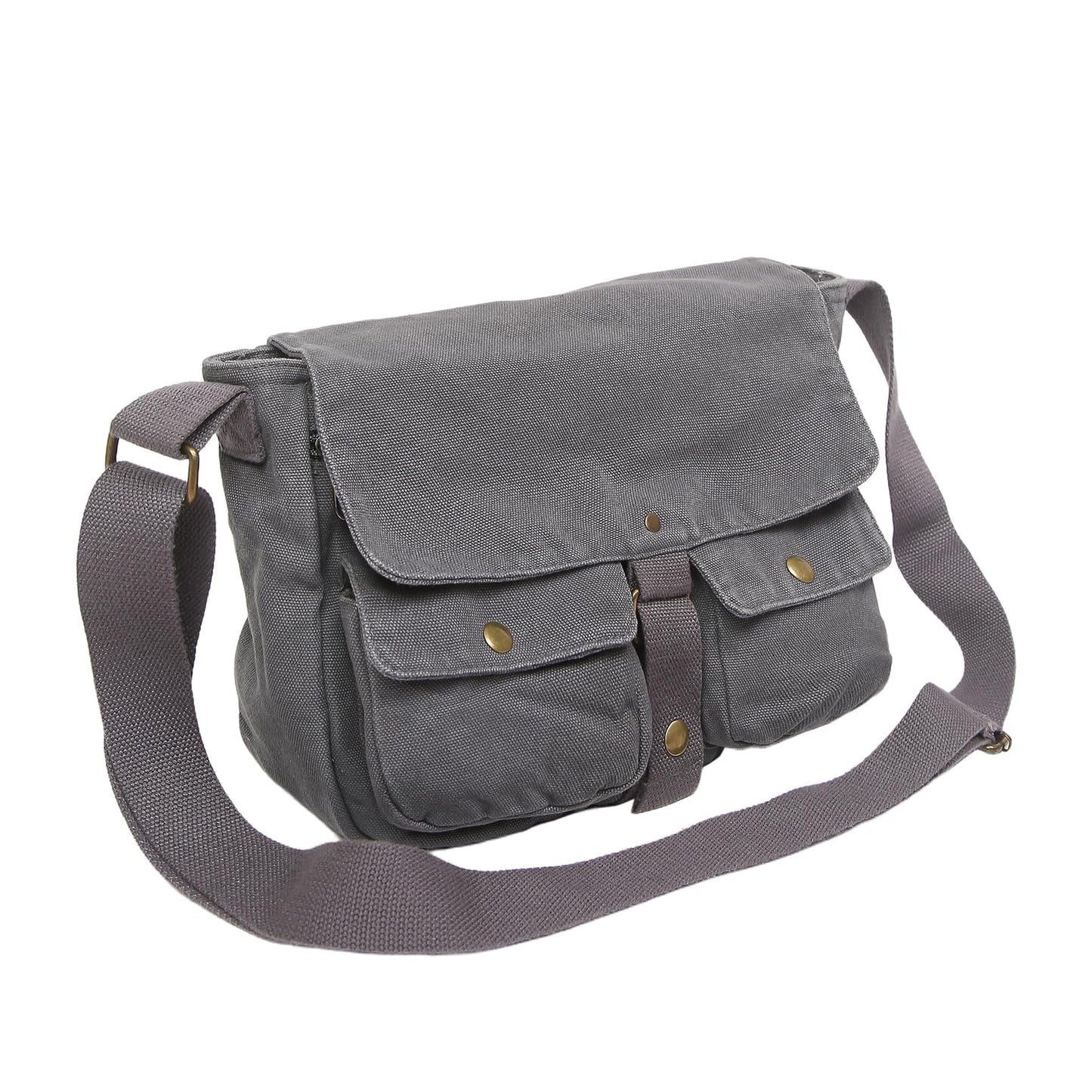 AFGWK School Vintage Canvas Messenger Bag for Men Crossbody Shoulder Bag Satchel Handbags(Slate)