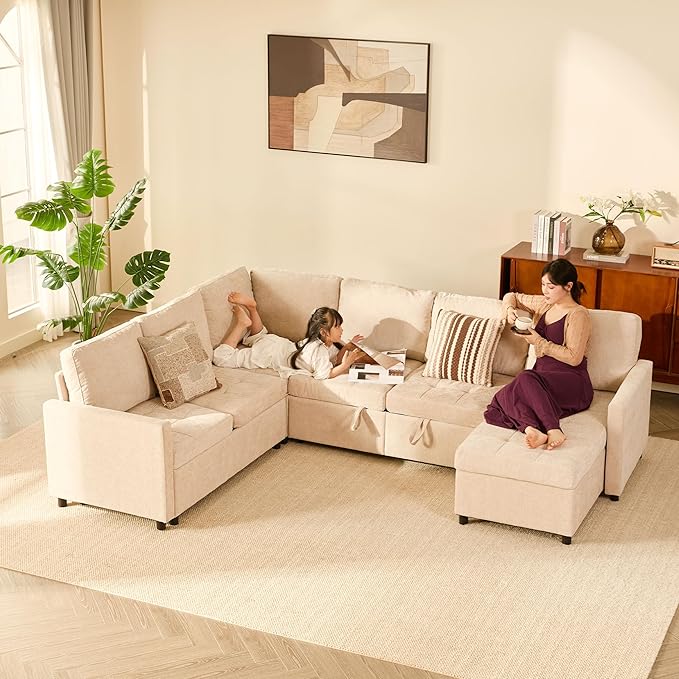 GOSUHI 107" Sleeper Sofa, Set of Modular Pieces