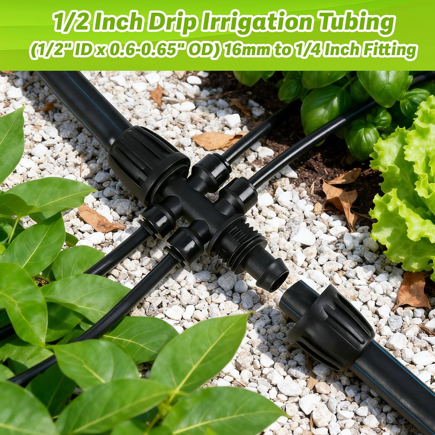Copadri 6 Pcs Barbed Tee 1/2 Inch To 1/4 Inch Irrigation Tubing Fittings, 1/2 Inch(1/2" ID x 0.65" OD) To 1/4 Inch Quick Connect Irrigation Adapter 16mm Hose Locked T Reducer To 1/4" Water Line