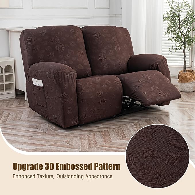 Gennia Recliner Loveseat Cover 4 Pieces, Waterproof Stretch Recliner Sofa