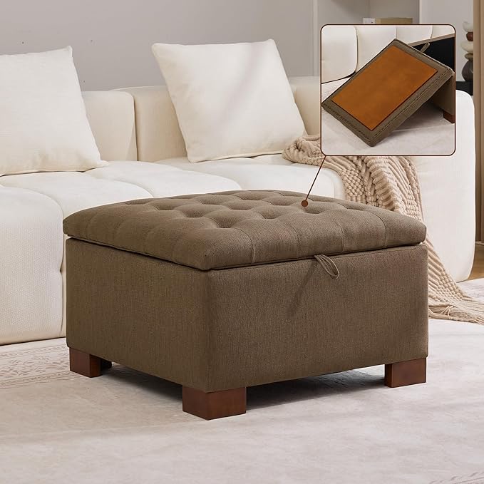 WUTUTUEE 30" Fabric Square Storage Ottoman