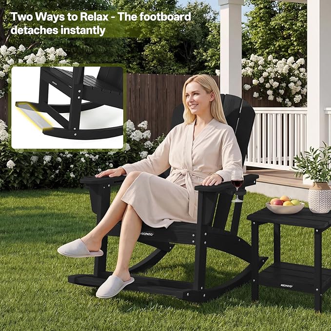 Outdoor Oversized Adirondack Rocking Chairs, All Weather HDPE Patio Rocking