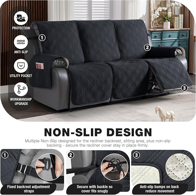 TAOCOCO 100% Waterproof Recliner Sofa Cover Non Slip Couch Cover
