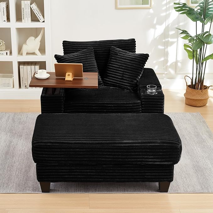 KEIKI Corduroy Storage Armrest Sofa, Single Versatile Seat