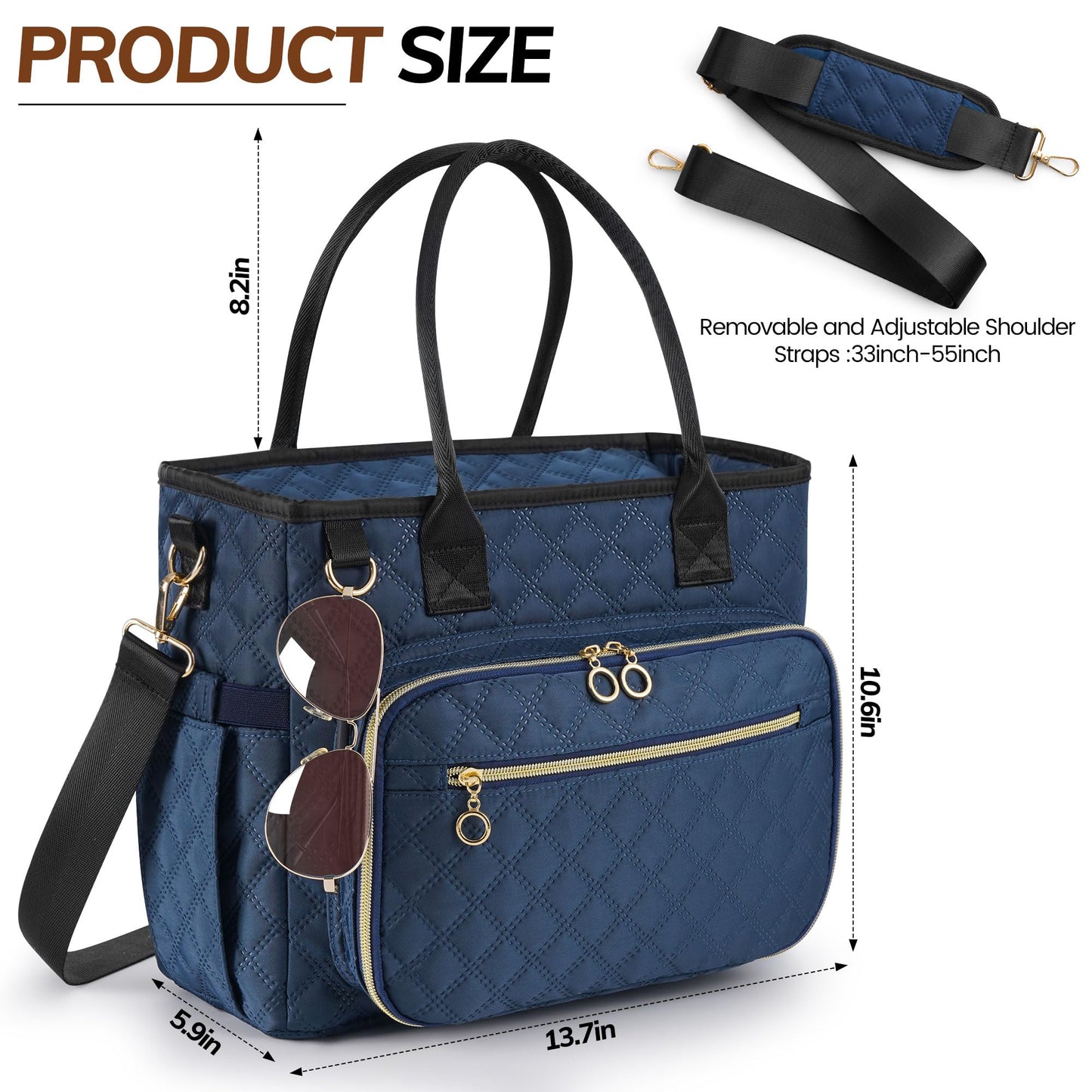 Derxizi Large Bible Bag with Bible Cover Case for Women, Quilted Church Tote Bags for Bible Study Supplies, Christian Gifts for Women (Blue)
