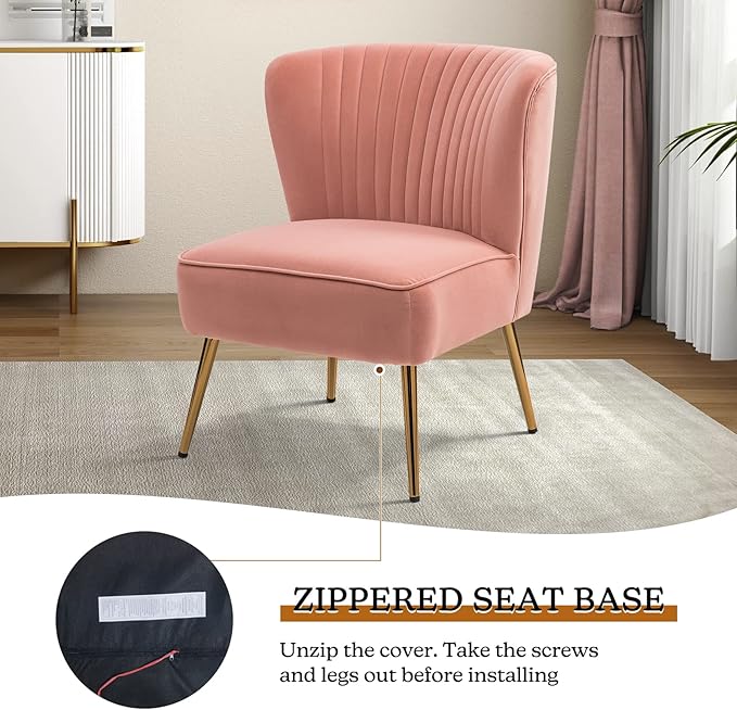HULALA HOME Velvet Accent Chair, Modern Upholstered Cute Side Chair